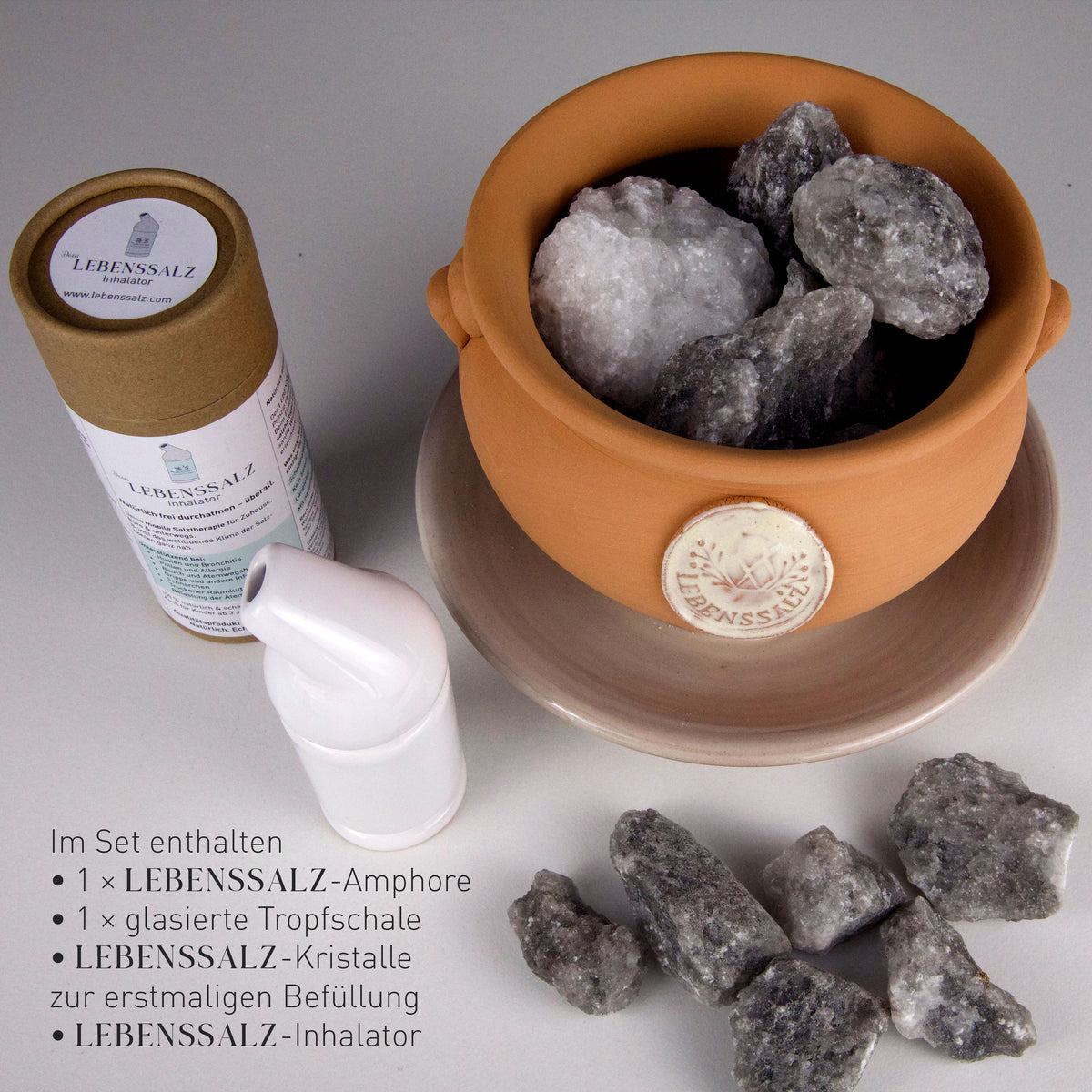 2in1 Salz Set – Luftbefeuchter & Salzinhalator für Atemwege – Lebenssalz