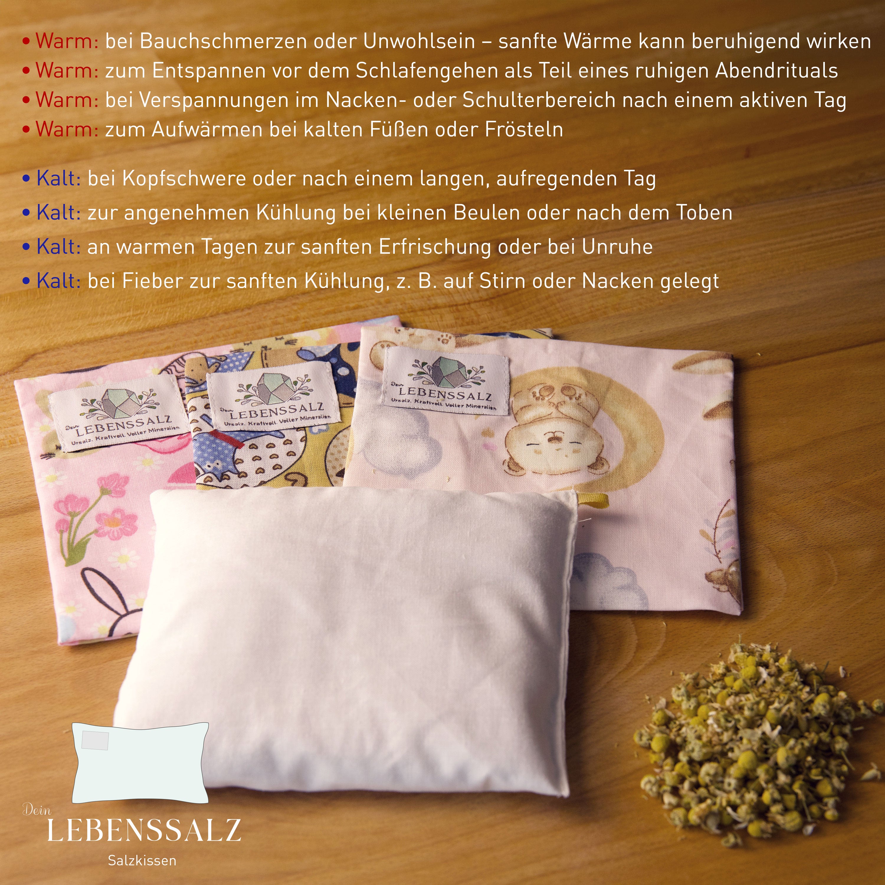 Dein Lebenssalz Kissen Kinder 2er Set – Wärmekissen bei Bauchweh